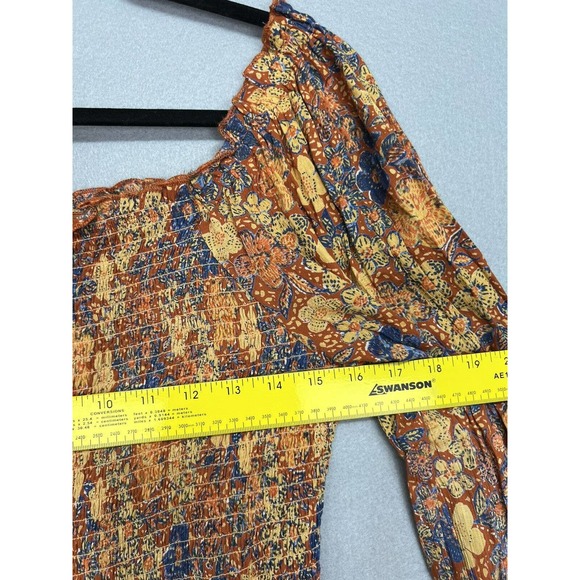 NWT Nostalgia Women’s Boho Long Sleeve Mini Orange Dress Size Large - Picture 14 of 16